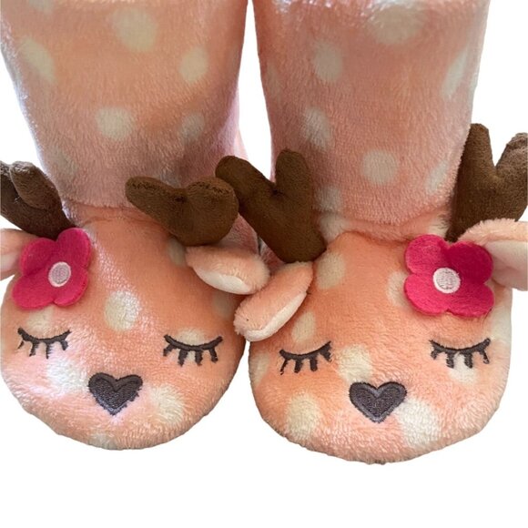Cat & Jack Kids Deer Slipper Boots/Slippers-Pink-Size 4T/5T-NWT - Picture 2 of 5